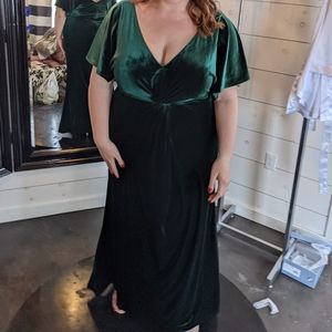 Emerald velvet bridesmaid dress; Revelry-size 20